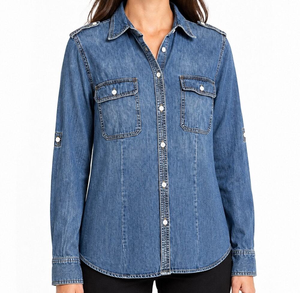 Ralph Lauren Jeans Co Womens Medium Denim Jacket Long Sleeve Blouse Shirt Top